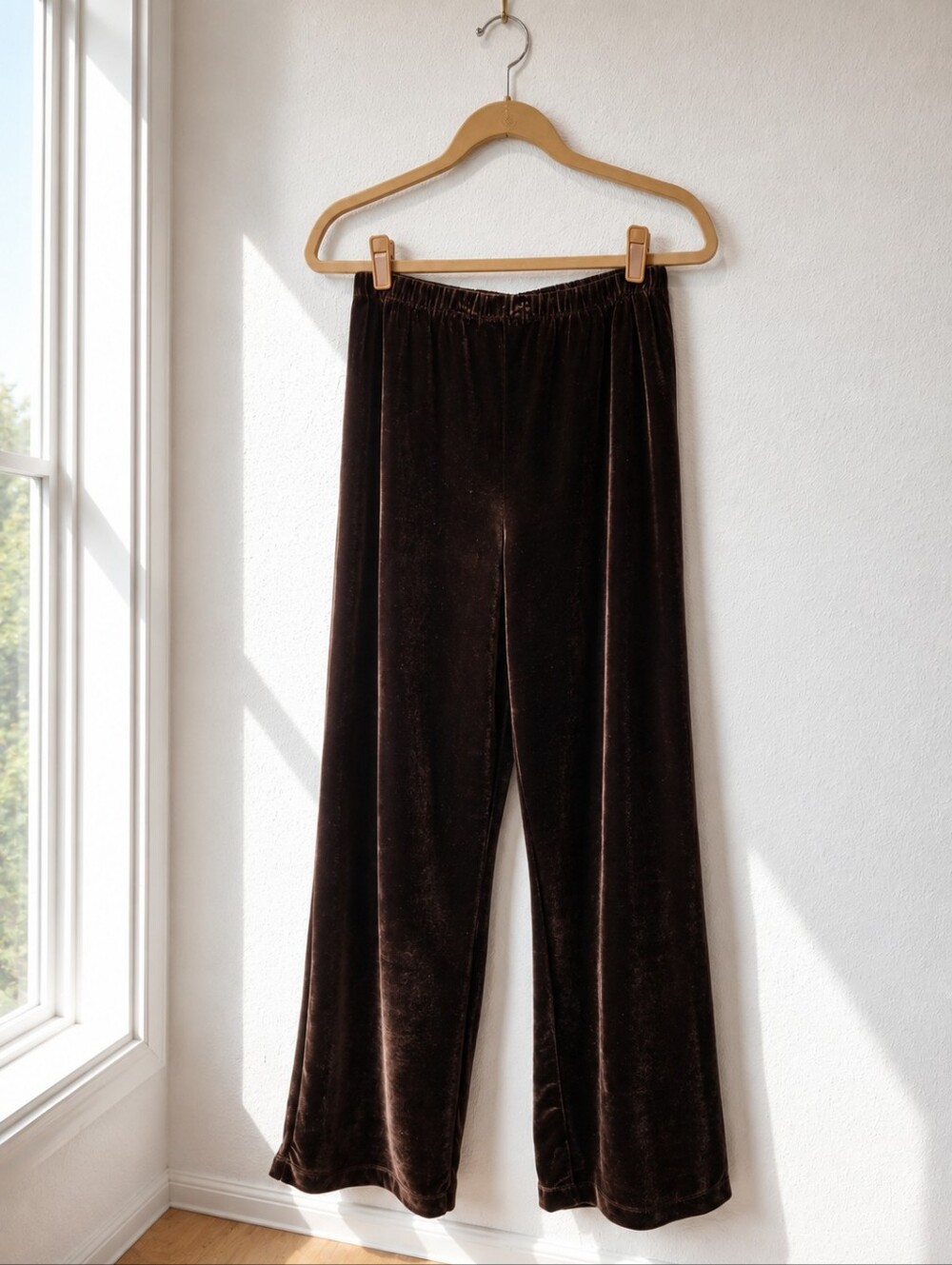 Softwear by Mark Singer Brown Velvet Wide Leg Pants Petite Small Whimsigoth